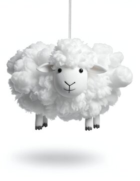 Charming White Sheep Ornament - A Whimsical Hanging Decoration.