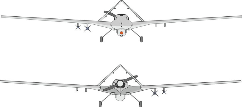 Bayraktar TB2 Turkish Military Drone Wingspan View UCAV Unmanned Combat Aerial Vehicle Vector
