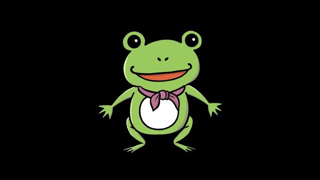 Frog Character - Idle Standing, Talking, Neutral, 4K, 8 Seconds, Loop with Alpha Channel