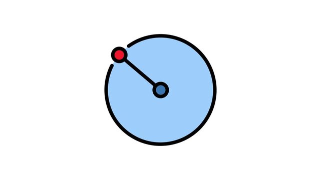 4K footage animation radius icon on white background. Measure and circle symbols, concept for technical drafting, architecture and engineering.
