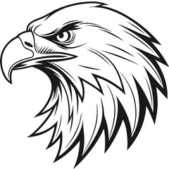 Obraz premium Aggressive Eagle Head Silhouette Vector Mascot - Fierce Bird of Prey Logo Isolated on White