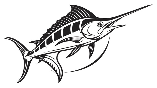 Marlin Fish Silhouette Vector - Deep Sea Fishing and Marine Life Icon