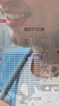 Vertical video: Doctor leaning in, raising stethoscope and sparking social likes around face