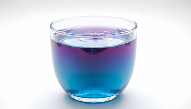 Minuman Berwarna Gradasi Biru Ungu dalam Gelas Kaca