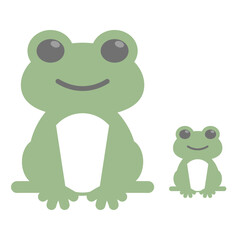 Fototapeta premium 親子のカエルのかわいいシンプルなフラットイラスト
