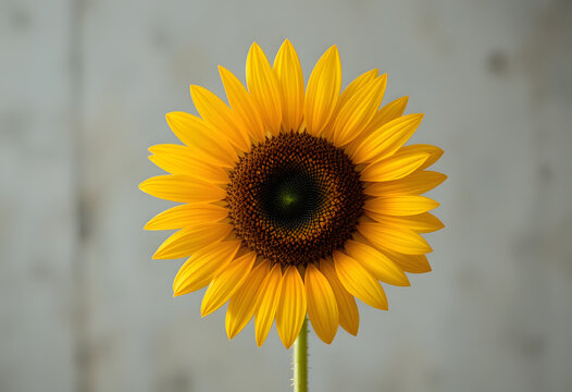 Close Up of Yellow Sunflower Helianthus Annuus on Gray Background