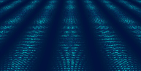 Obraz premium Triptych Binary Streams - Symmetric Data Columns and Digital Information Voids. Perspective.