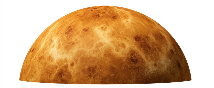 Vivid high-resolution Venus on a stark white background showcasing its rugged volcanic surface and craters