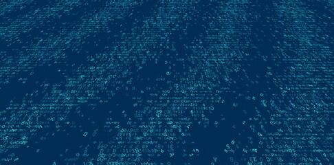 Obraz premium Cognitive Chaos - A Decentralized Pattern of Binary Fragments and Digital Entropy. Perspective.