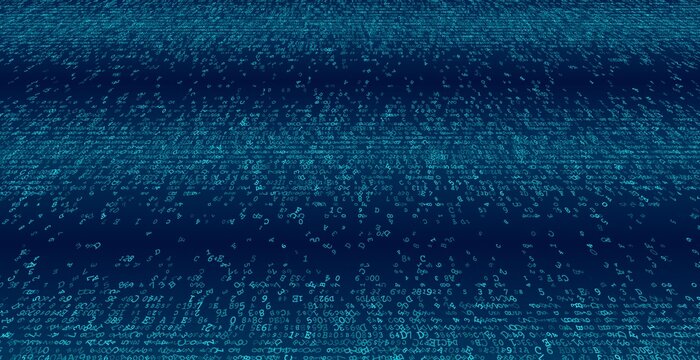 Linear Void - A Fragmented Horizontal Distribution of Binary Code and Digital Noise. Perspective.
