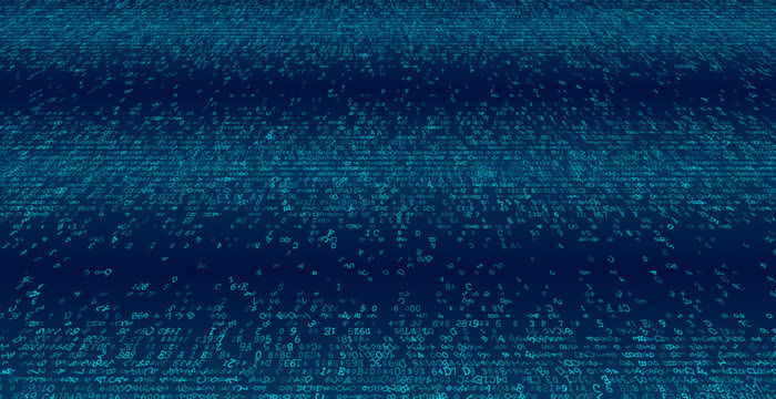 Linear Void - A Fragmented Horizontal Distribution of Binary Code and Digital Noise. Perspective.