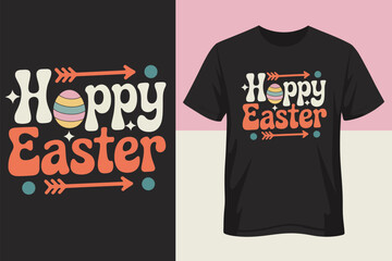 Naklejka premium Black T-shirt mockup with colorful Happy Easter text 1
