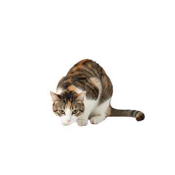 Exhausted Calico Cat: Hungry and Dizzy Illustration