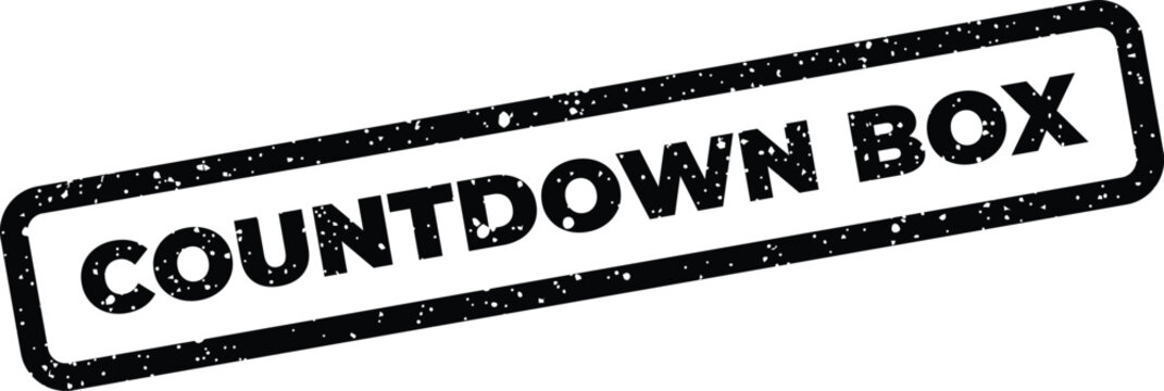 Grungy rectangular stamp displaying the text Countdown Box for a time sensitive user interface element or display