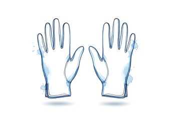 Obraz premium A pair of blue medical gloves are shown on a white background.