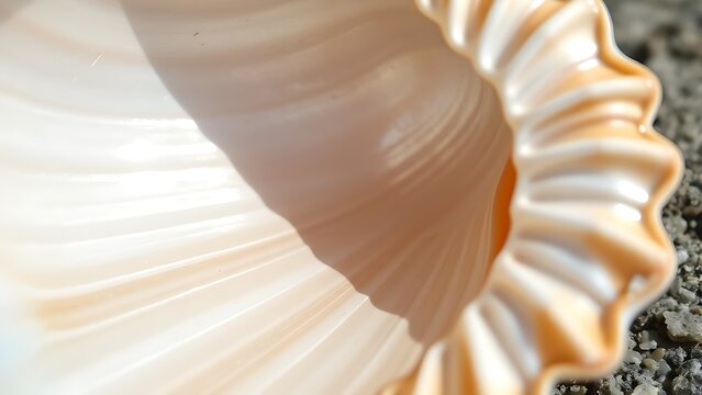 expropriating. Seashell interior with pearlescent curves and ridges in soft natural light. wildlife magazines, conservation campaigns, designed for nature documentaries and education.