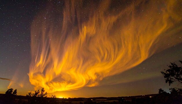 Spectacular Aurora Borealis Display - A Fiery Dance in the Night Sky.