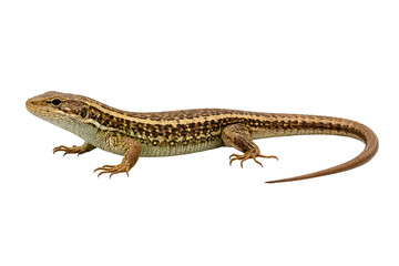 Naklejka premium Brown Lizard Isolated on White Background – Reptile Full Body Side View Close-Up