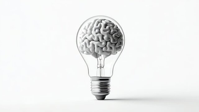Human Brain Inside a Glass Light Bulb Idea Concept