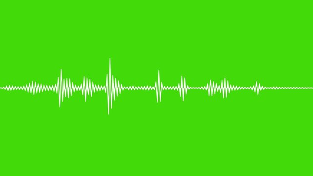 abstract music sound wave or audio wavefrom isolated on green screen background.Line digital minimalist voice and symbol technology.