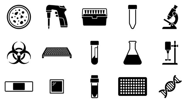 Scientific laboratory equipment and supplies icons