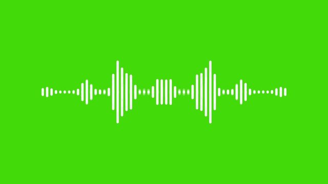 abstract music sound wave or audio wavefrom isolated on green screen background.Line digital minimalist voice and symbol technology.