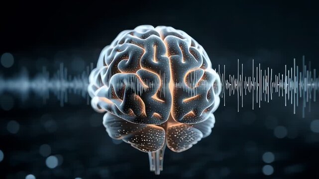Digital human brain with sound wave visualization
