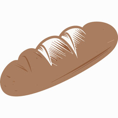 Obraz premium A brown illustration of a loaf of bread on a white background