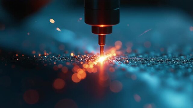 Laser Cutting Process Creating Intricate Patterns with Sparkling Effects