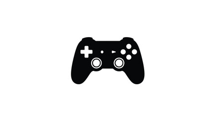A black gamepad illustration against a white background a striking silhouette © MDRAYHAN