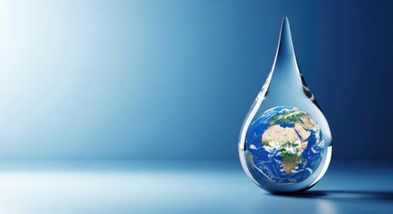 Fototapeta premium A glass teardrop shaped vase with a miniature earth inside