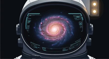 Astronaut Helmet with Galaxy Reflection. © Ridwan