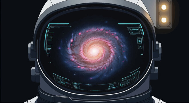 Astronaut Helmet with Galaxy Reflection.
