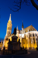 Obraz premium the Matthias Church in Budapest at blue hour Hungary Europe