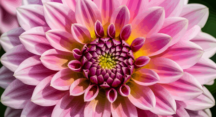 Fototapeta premium Isolated macro shot of a single beautiful pink dahlia blossom with delicate petals in a summer garden nature setting