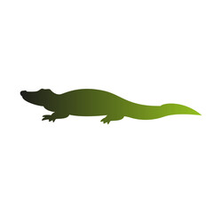 Fototapeta premium Green Gradient Crocodile Silhouette Profile Vector Illustration.