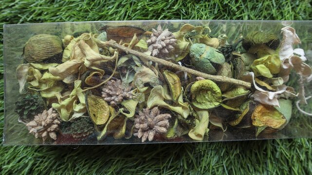 Potpourri is a mixture of dried, naturally fragrant plnat materials used to provide a gentle natural scent