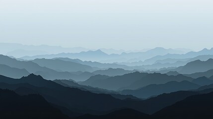 Fototapeta premium Serene mountain landscape with misty blue hills