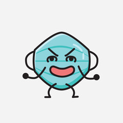 Obraz premium Cute Health Mask Mascot Vector Character in Flat Design Style