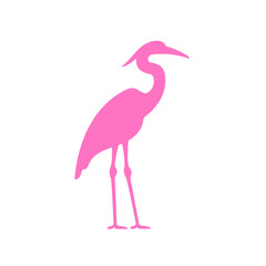 Naklejka premium Pink Heron Bird Silhouette Standing Alone.