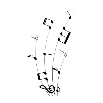 Music notes, musical design element, isolated on white background, vector illustration.