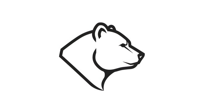black line drawing of a bear head - Generative AI.