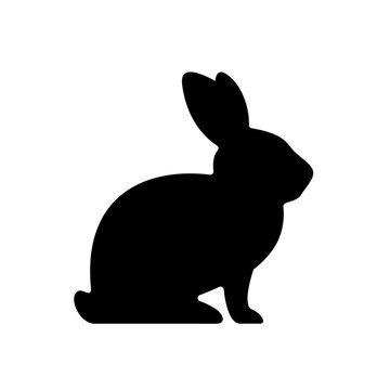 Black Silhouette of a Rabbit Sitting.