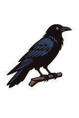 Fototapeta premium a black bird with blue feathers sitting on a branch