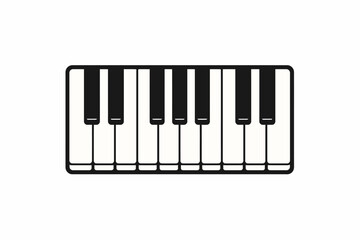 Fototapeta premium Black and white illustration of a piano keyboard with eight keys on a white background for music or instrument concepts