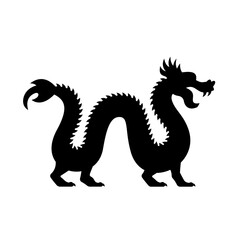 Obraz premium Black Dragon Silhouette Graphic Illustration.