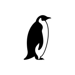 Fototapeta premium Penguin Silhouette Standing on Feet.