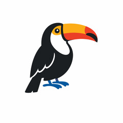 Fototapeta premium Vibrant cartoon toucan with colorful beak and feet on white background