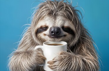 Fototapeta premium Tired sloth in the morning