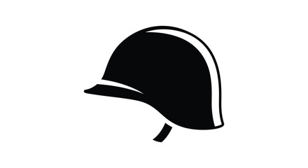 Fototapeta premium Black silhouette vector icon of a classic riding helmet or jockey cap, isolated on white background
